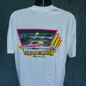 NEW VINTAGE 1990'S DRAG BOAT RACING T SHIRT BGH "BAD MOON RISIN" SIGNED BY CREW